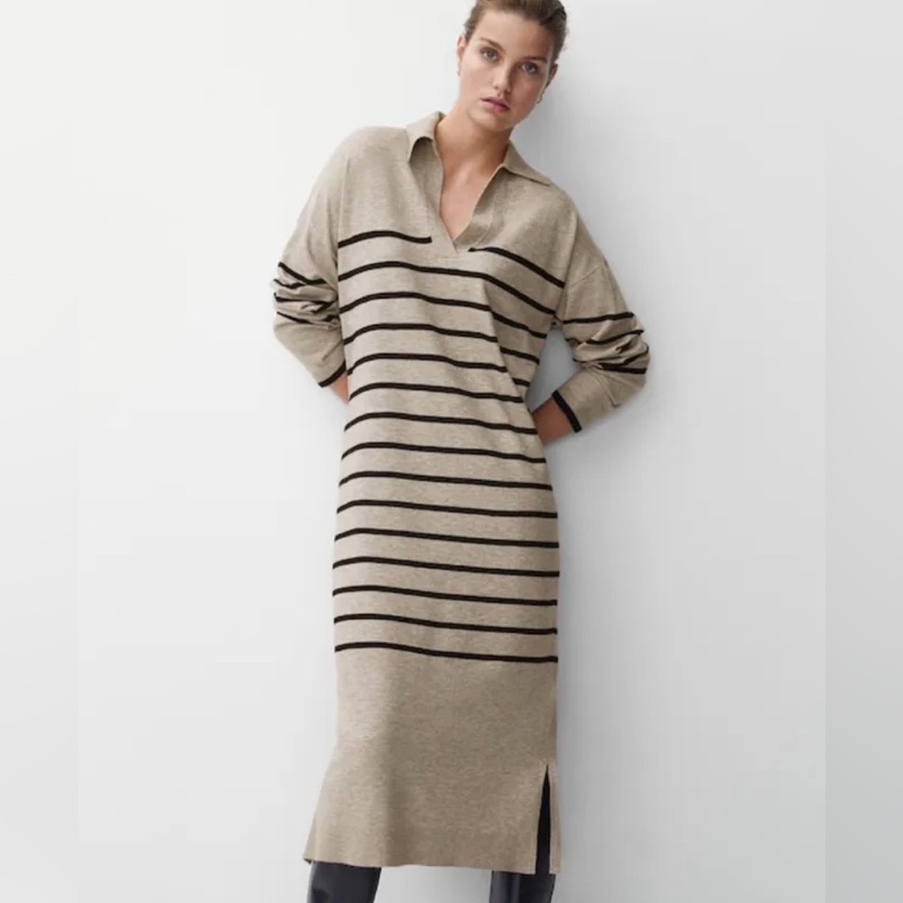 Massimo Dutti Taupe Knit Top with Subtle Texture